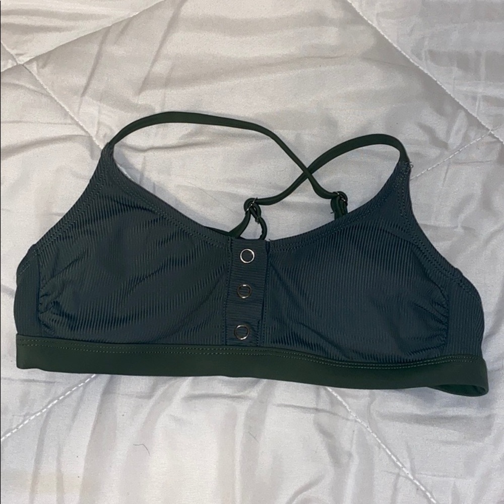 SOLD olive green bikini top w buttons